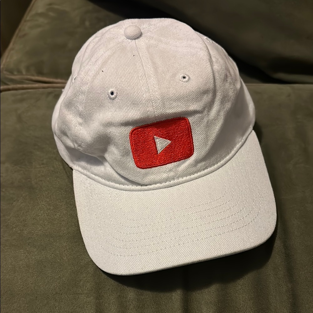 YouTube White Staff Cap w/ Red Logo